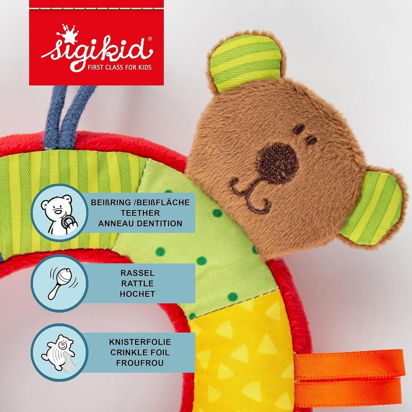 SIGIKID 40490 Anello attivo Baby Activity PlayQ Giocattolo per bambine e bambini consigliato per bambini a partire da 3 mesi multicolore Baby Toys Naty Shop