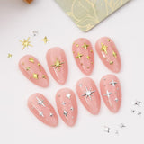 120 pezzi Ciondoli per unghie Stella Oro-Argento Stella Y2K Chiodi Ciondoli per stella in metallo Dimensioni miste Viti per unghie Design per unghie stella Nail art Ciondoli a stella 3D Decorazione per unghie Ciondoli per unghie Accessori per unghie