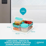 Sistema portapranzo Bento Box TO GO con scomparti | Lunch box da 1,25 L con contenitore yogurt/frutta | per bambini e adulti l | Minty Teal senza BPA [21685-8T], scatole per alimenti Naty Shop verde menta