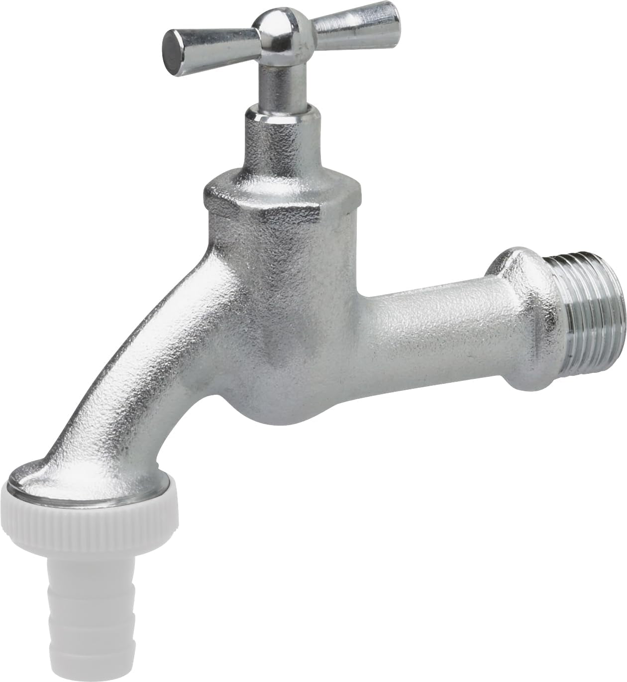 Rubinetto con corna - Filettatura maschio da 20,95 mm (1/2 pollice) - Include collegamento per tubo - Ottone di alta qualità - Ideale come rubinetto da esterno / Rubinetto a botte per pioggia / Rubinetto / Valvola di intercettazione / FLOR92590