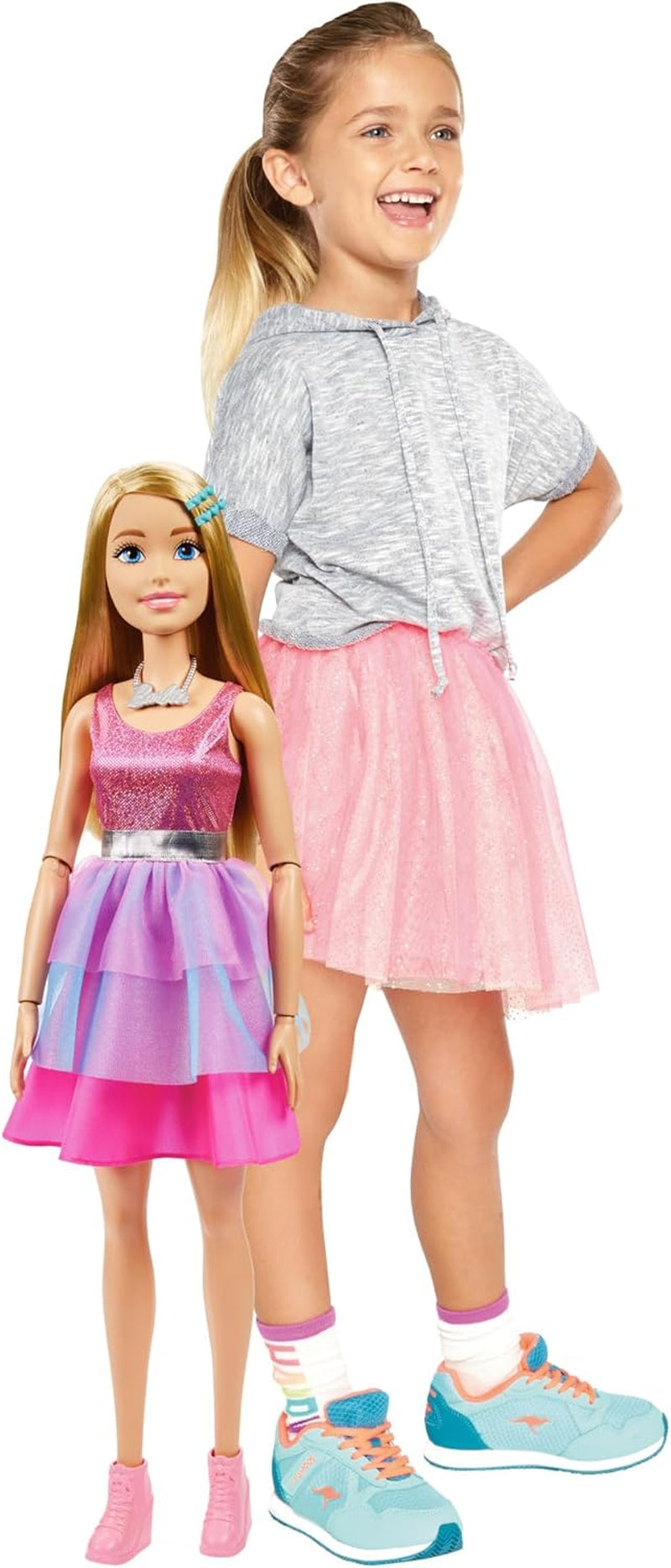 Bambola Barbie Extra Large (71 cm) - Abito rosa, capelli biondi con clip e collana, regalo per 3 anni e oltre, HJY02