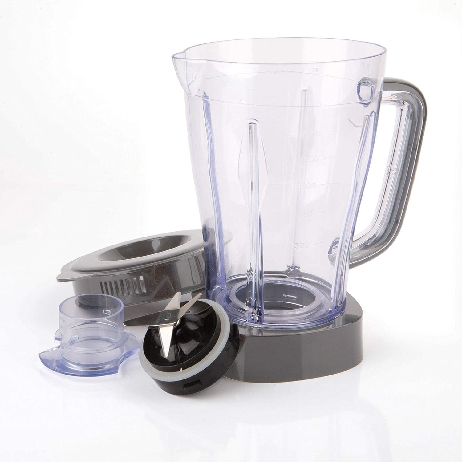 BLACK+DECKER Impastatrice | 500 W | 2 velocità | Funzione impulso | Tappeto in vetro | 1,5 l | Edelstahlmesser Mit 4 Klingen | Herausnehmbar Und Leicht Zu Reinigen | Weiß und Grau Cucina Naty Shop