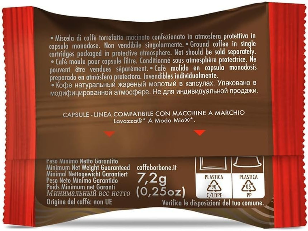 Caffè Borbone Don Carlo, Rote Mischung - 50 Kapseln - Compatibile con Lavazza®* A Modo Mio®* Haushalts-Espressomaschinen