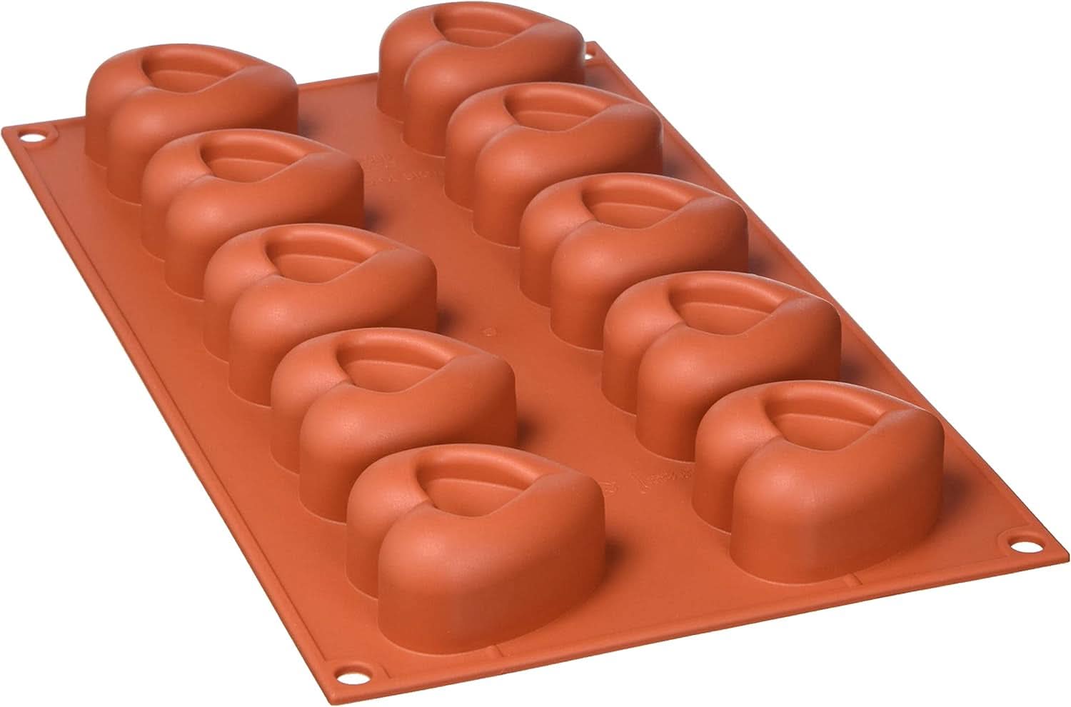 Silikomart 20.036.00.0060 SF 036, Cucina Cuore Naty Shop M (48 x 54 mm, profondità 27 mm. Volume: 10 x 45 ml) 10 x Cuori con tacca