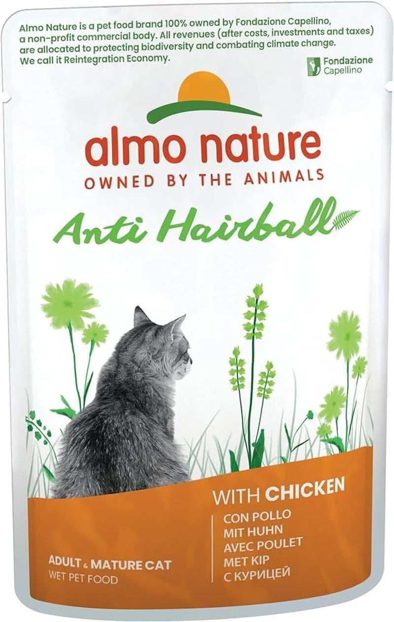 Almo Nature Functional - Anti-boli di pelo - Alimento umido per gatti adulti e maturi - con cuccioli - Combatte la formazione dei boli di pelo - 70 g (confezione da 30)