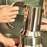 Alessi 9090/6 Espresso con 6 tazze per induzione, acciaio inossidabile, argento, 15,5 x 13,5 x 27 cm