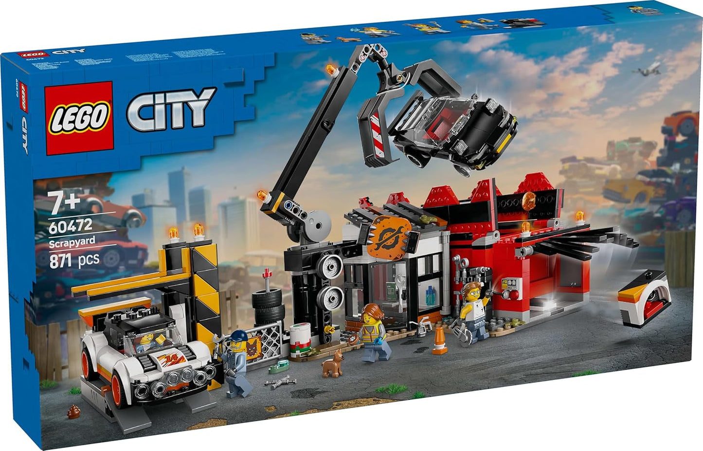 Deposito di rottami LEGO City con macchinine - giocattolo con pressa per rottami e gru, 2 macchinine, 4 minifigure funzionanti ed edificio per uffici - regali di compleanno per ragazzi e ragazze a partire da 8 anni 60472 Besuche den LEGO-Store set di costruzione