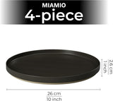 MIAMIO - Set di piatti per 4 persone / Set di stoviglie in ceramica per 4 persone, stoviglie in gres adatte alla lavastoviglie e al microonde - Collezione Sierra (Piatti scuri, Piatti grandi (4x))