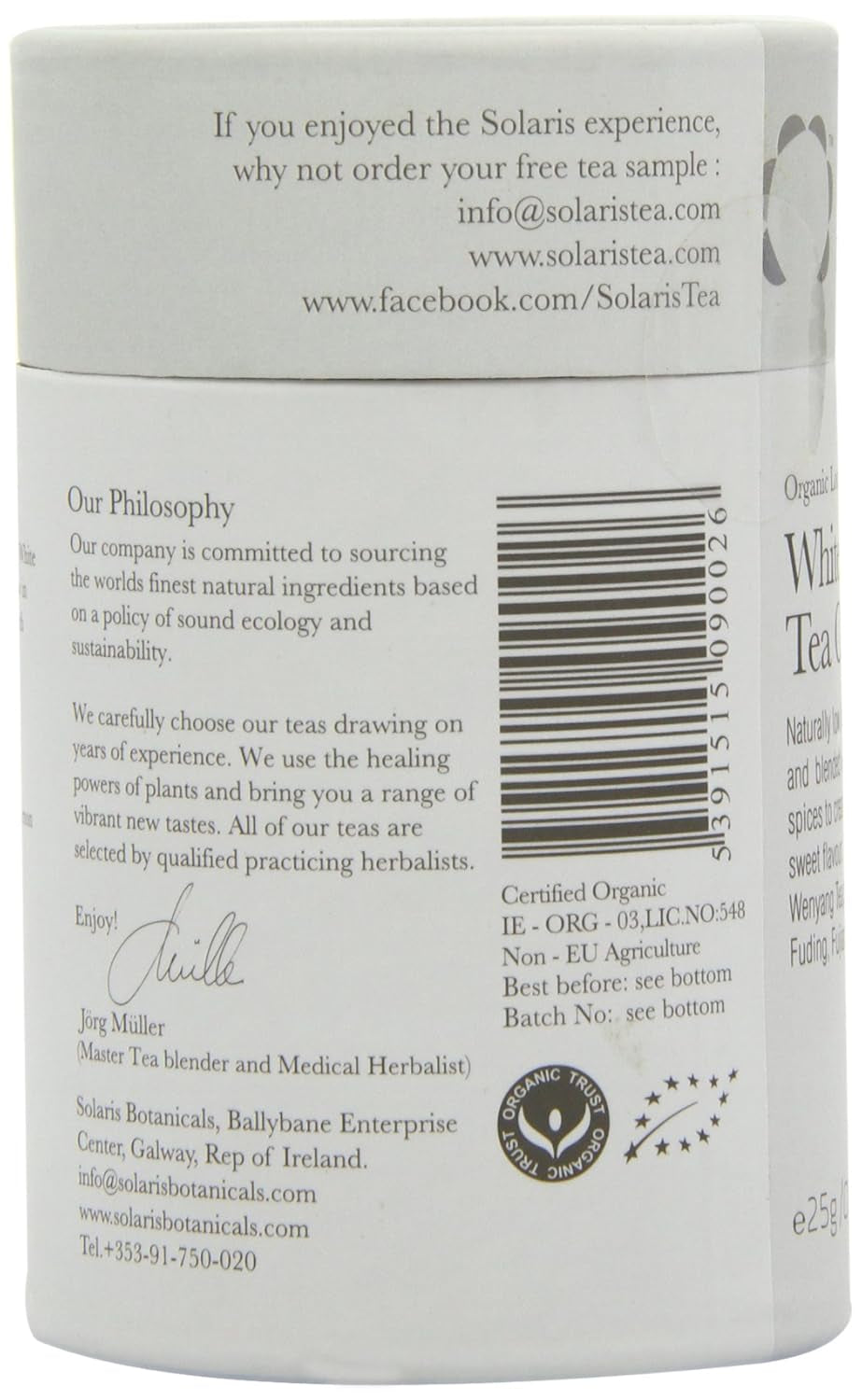 Solaris Tè biologico Chai tè bianco 25 g