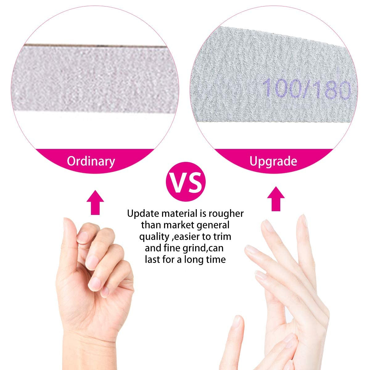 URAQT Professionelle Nagelfeile, 16 Stück, Feile 100/180, Waschbar, Für Nägel, Doppelseitig – Friseursalon, Haustiere (Bianco)
