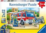 Ravensburger Puzzle per bambini - 07574 Polizia e vigili del fuoco - Puzzle per bambini dai 3 anni, con 2X12 pezzi Puzzle Naty Shop 07574 Polizia e vigili del fuoco