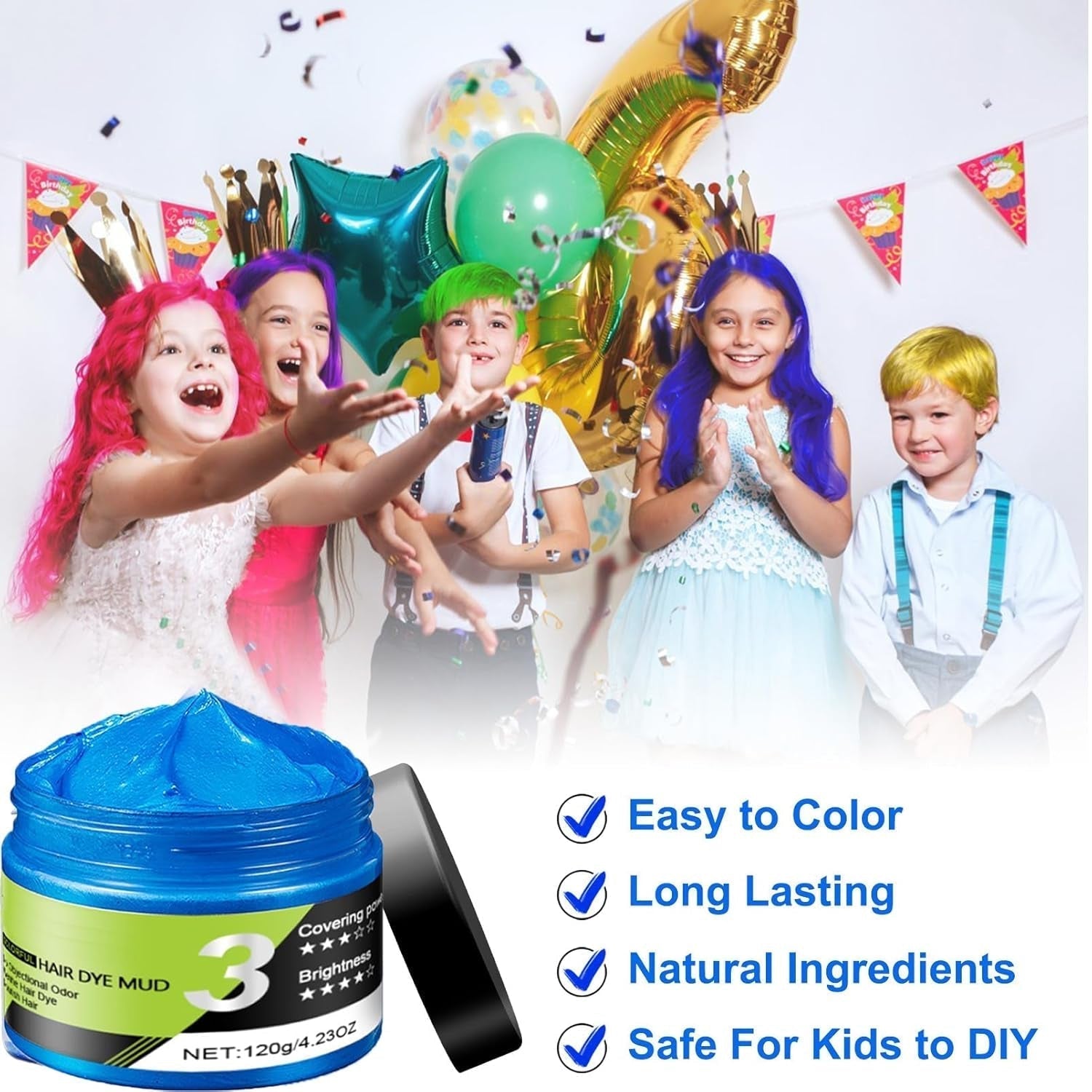 Cera Per Capelli Blu Temporaneo Spray Per Capelli Blu Colore Crazy Blue Lavabile Per Capelli Tintura Per Capelli Istantanea Colore Naturale Per Capelli Styling Capelli Per Uomini Donne Feste Naty Shop Tinture Per Capelli