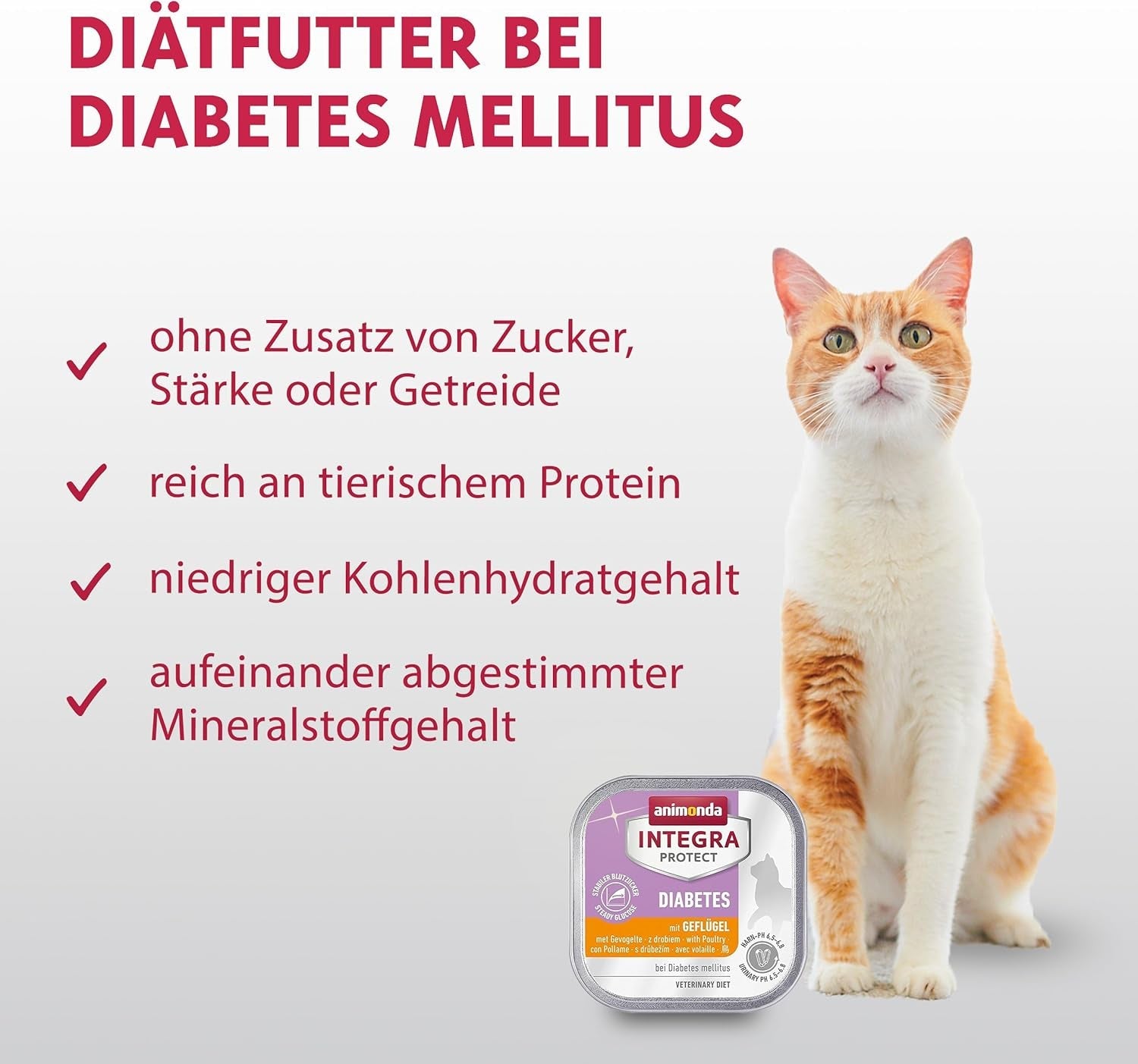 animonda INTEGRA PROTECT Diabetes con Pollame (16 x 100 g), cibo umido per gatti diabetici, cibo dietetico per gatti diabetici, cibo umido senza zucchero