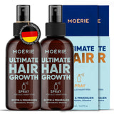 MOÉRIE Spray minerale definitivo per la crescita dei capelli, per capelli più lunghi, spessi e folti - con biotina e caffeina - Prodotti vegani per capelli, senza parabeni, tutti i tipi di capelli, inverte la caduta dei capelli - Fornitura per 2 mesi Cura dei capelli Naty Shop Doppio set