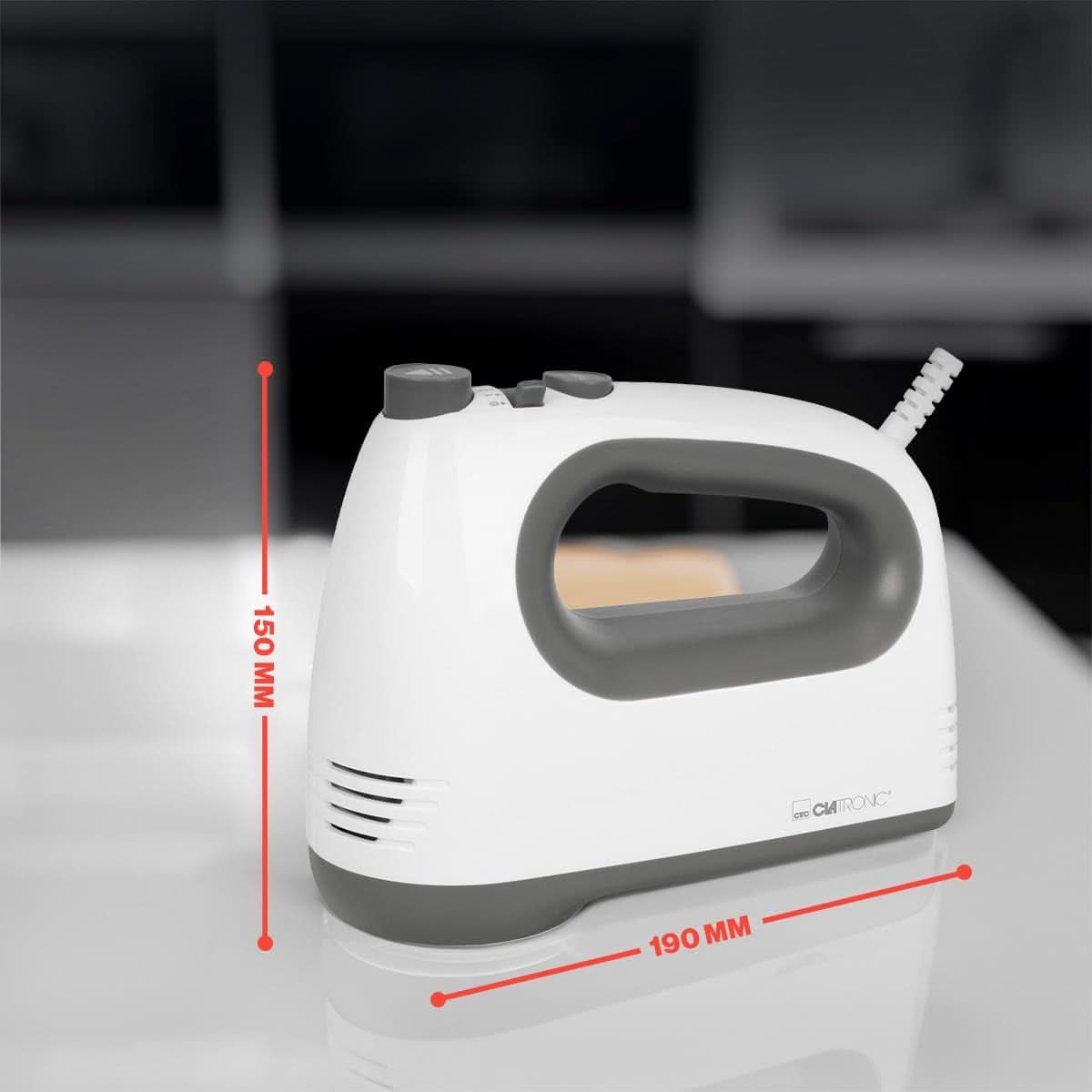 Mixer Clatronic | Motore Kraftvoller da 400 Watt | Sbattitore manuale | Turbostufe & 5 Geschwindigkeitsstufen | Sbattitore manuale | Spülmaschinengeeignete Edelstahlquirle Und -Knethaken | HM 3775 Cucina Naty Shop