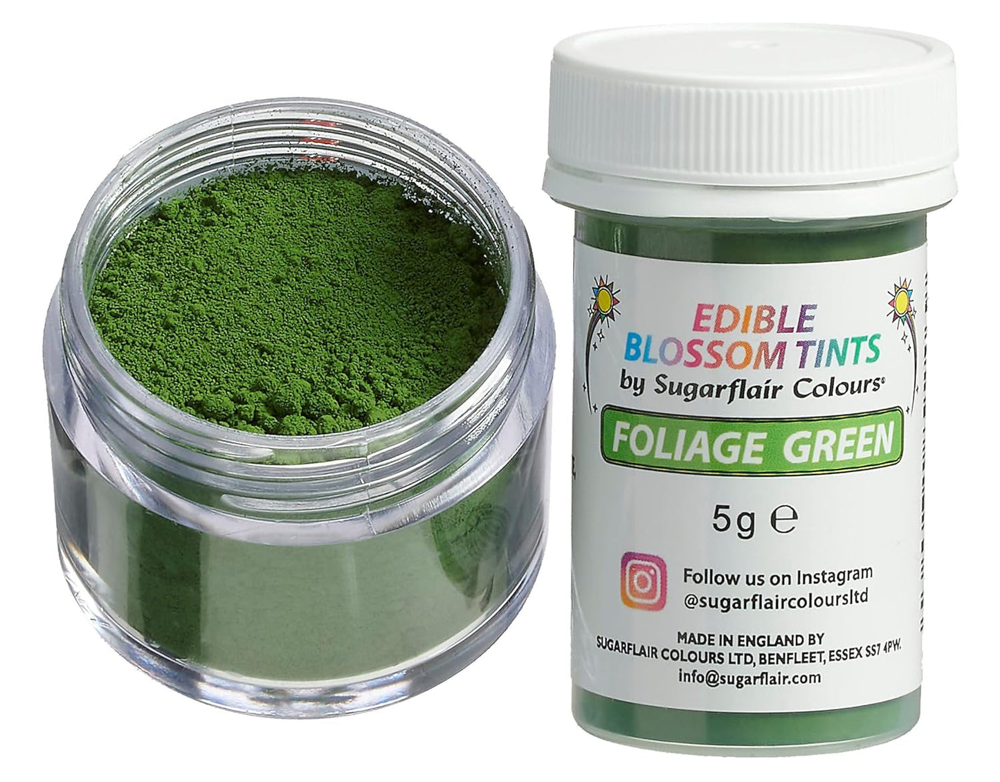 Sugarflair Blossom Tint Dust Leaf Green - Colorante alimentare in polvere per decorazioni di torte, fondente, glassa, cioccolato, crema al burro, macaron e altro - 5G