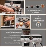 Macchina per caffè espresso manuale Krups Precision con portafiltro e macinacaffè, macchina per caffè barista con pannello di controllo intuitivo, impostazioni di pre-infusione, macchina per caffè espresso con ugello vapore, riscaldamento rapido, XP801T10