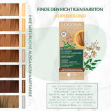LOGONA Natural Cosmetics Tintura per capelli nutriente alle erbe, Tintura per capelli vegana in polvere di henné biologico per colore e lucentezza intensi, Tintura per capelli alle erbe in Biondo ramato (biondo), 1 x 100 g di tinture per capelli Naty Shop