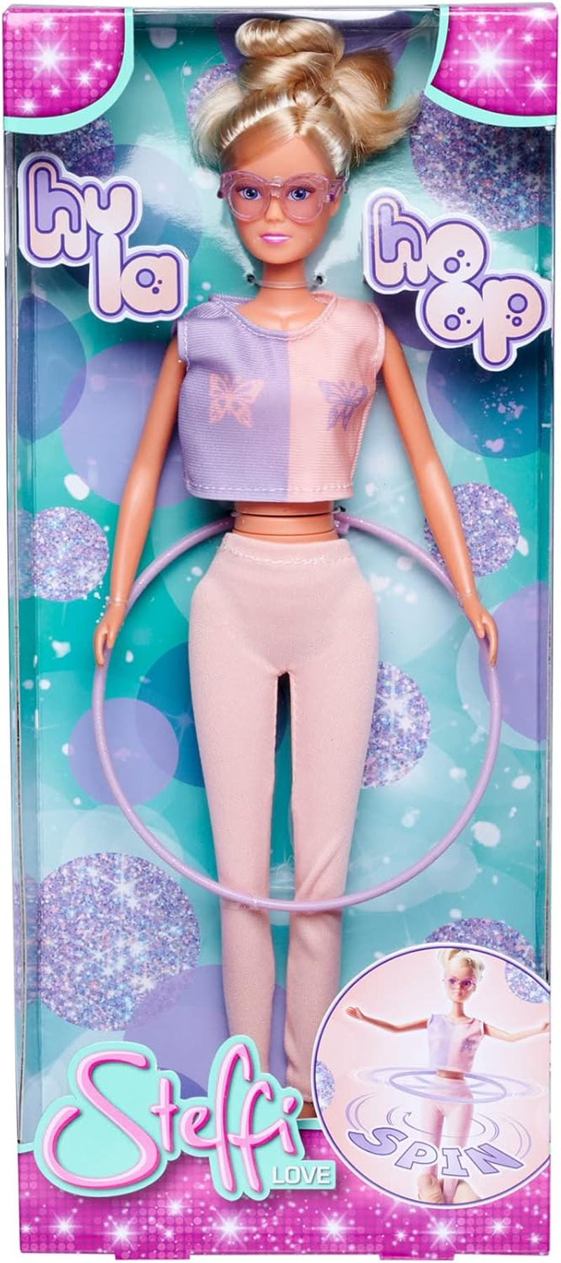 Simba 105733619 - Steffi Love Hula Hoop, bambola giocattolo con tenuta sportiva, hula hoop e funzione meccanica, 29 cm, dai 3 anni in su