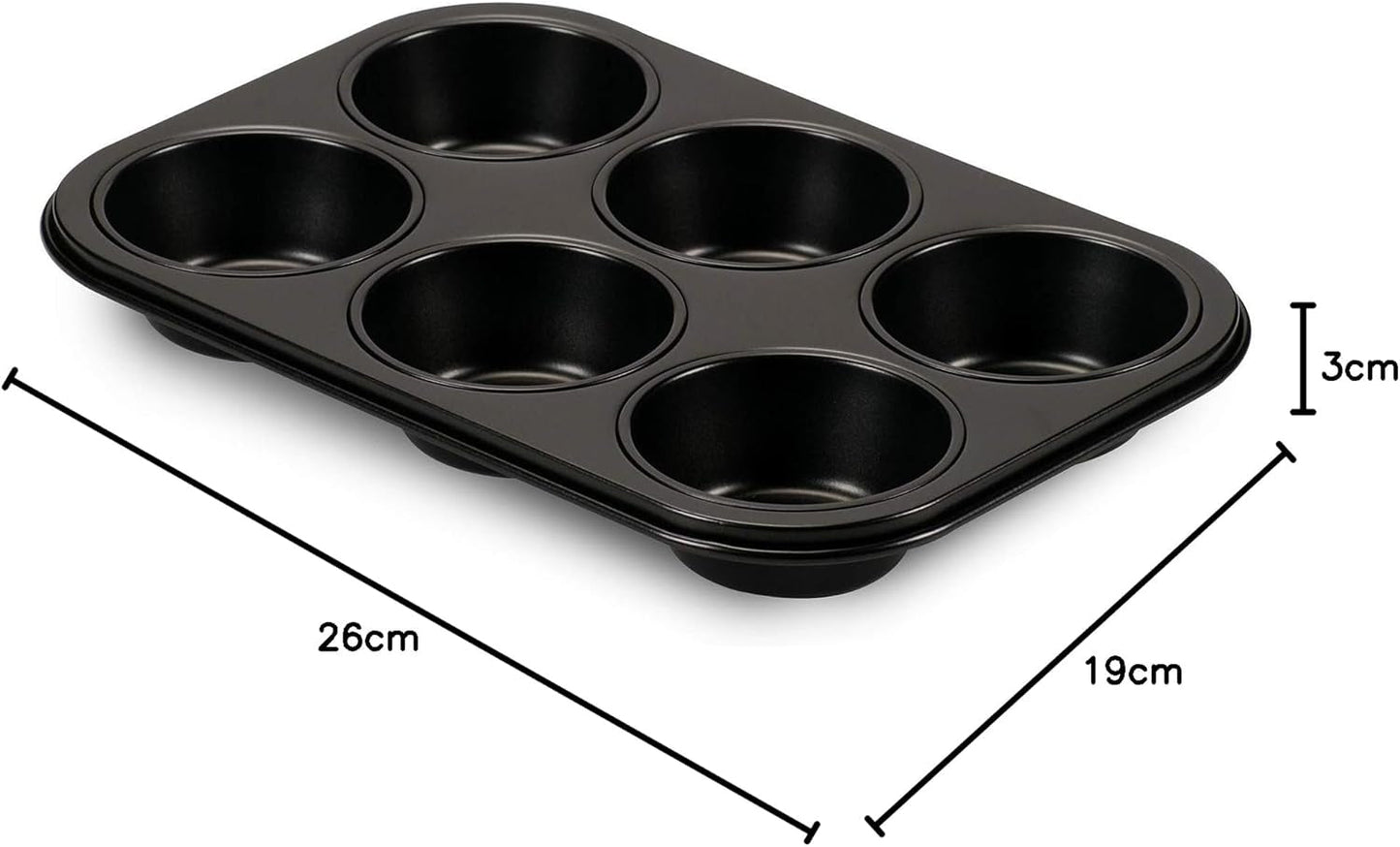 , Forma 6 muffin 18,5x27cm, nere Stampi e teglie per pasticceria Naty Shop