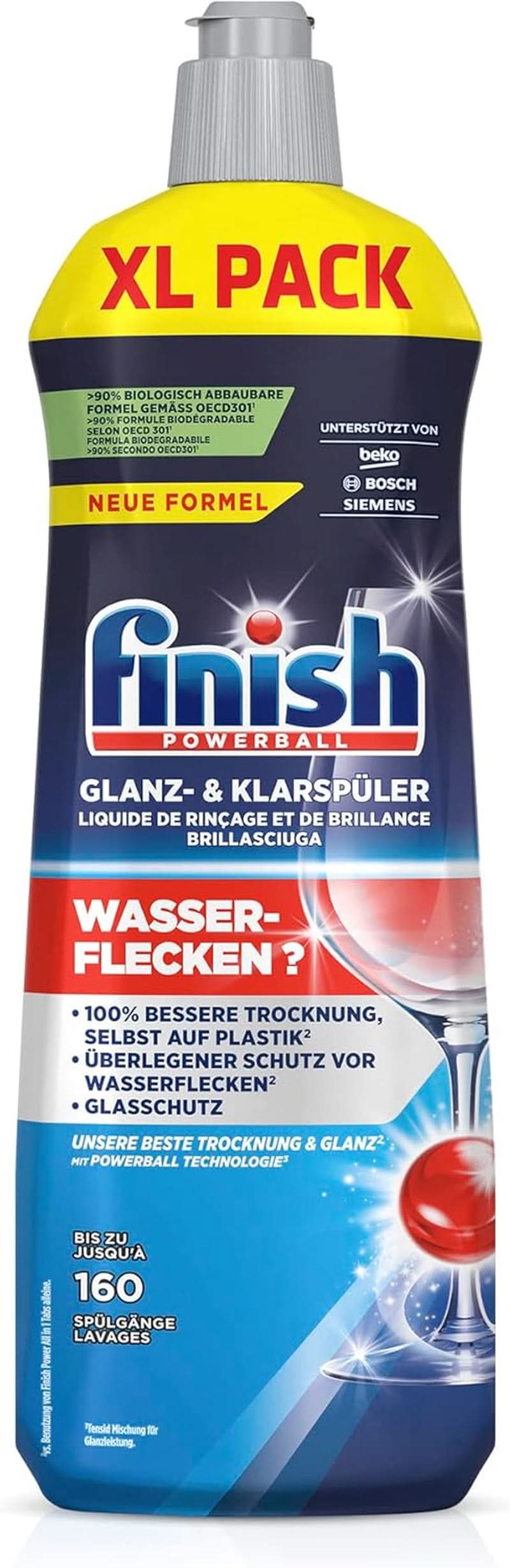 Finish Shine & Brillantante - Per stoviglie lucide e asciutte senza macchie d'acqua - Megapack 800 ml (confezione da 3) Naty Shop