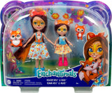 Enchantimals HCF81 - Felicity Fox e la sua sorellina (circa 15 cm e circa 10 cm) e 2 figure di animali, gonna staccabile e accessori, ottimo regalo per bambini dai 3 anni in su