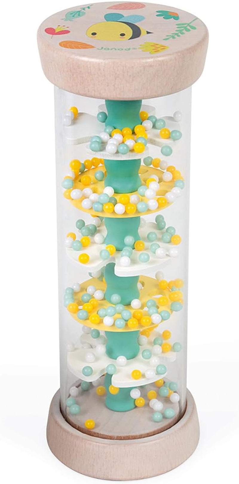 Janod - Rainmaker in legno - Collezione Pure - Giocattolo per neonati e bambini piccoli - Sviluppo delle capacità motorie fini Stimolazione visiva e acustica - Colore a base d'acqua - Dai 6 mesi, J05193 Baby Toys Naty Shop