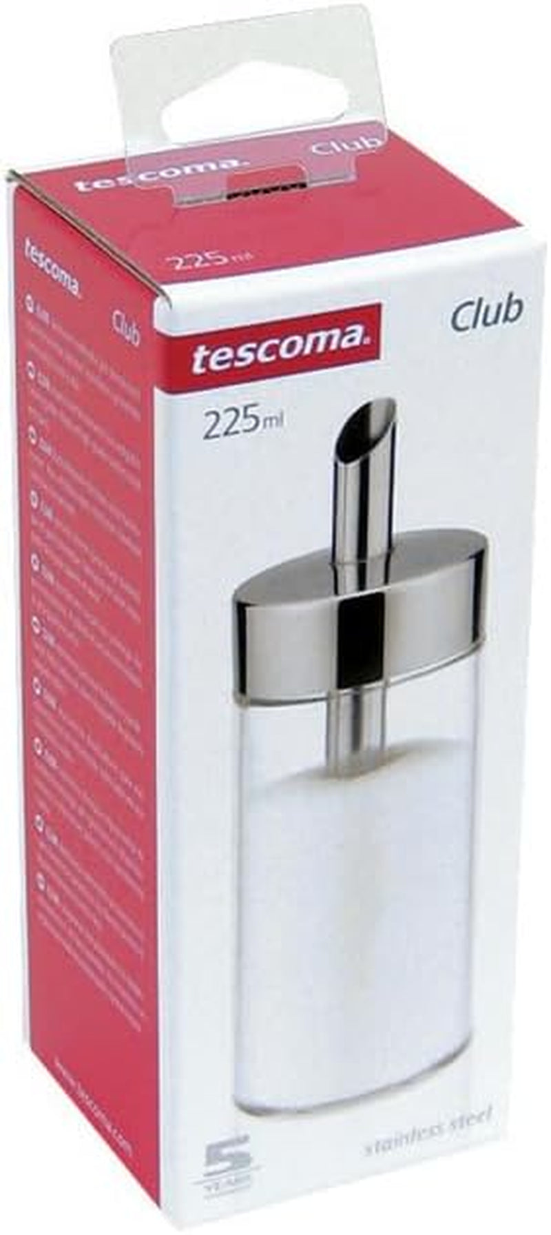 Tescoma Shaker in vetro, acciaio inossidabile spazzolato, ideale per zucchero bianco/marrone, 225 ml
