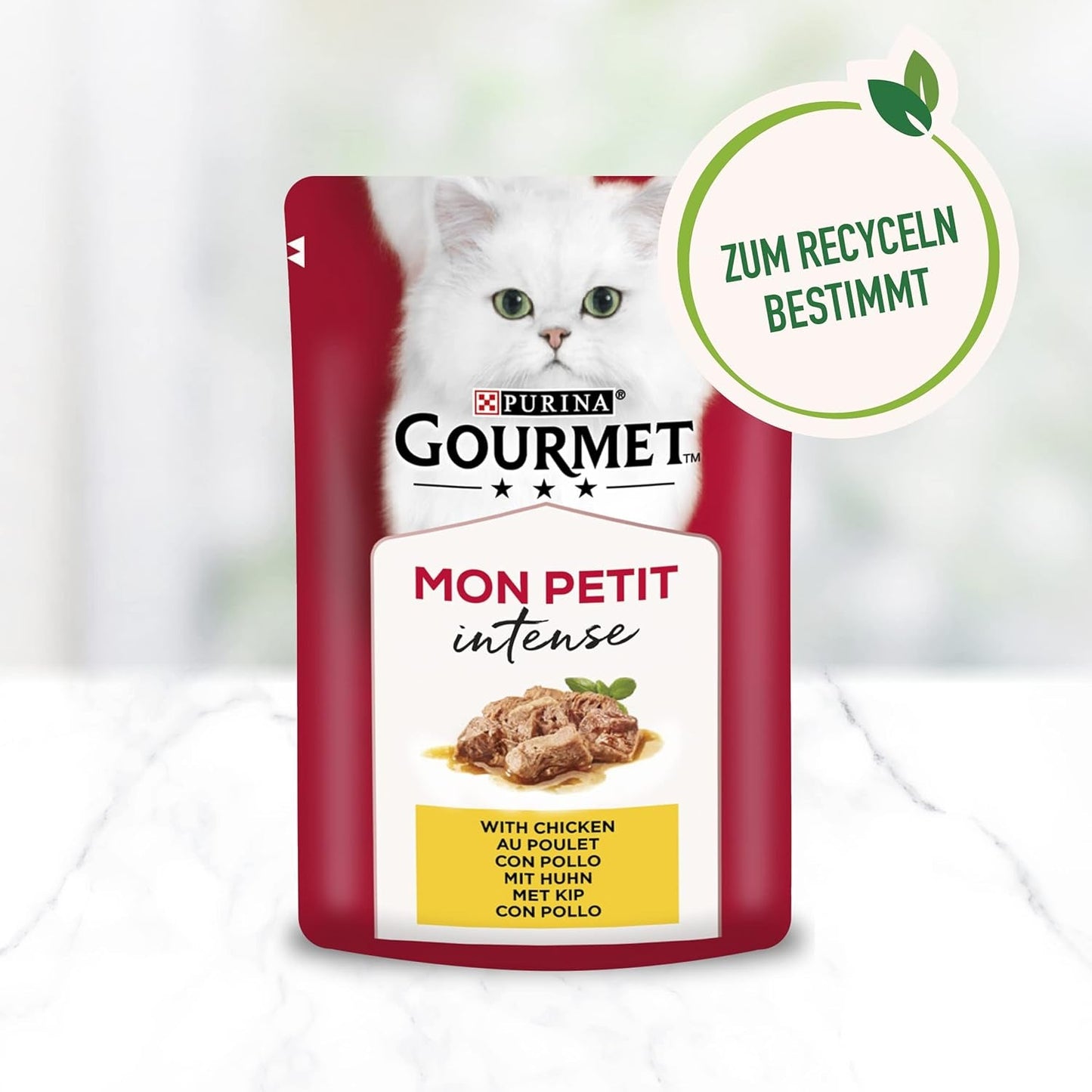 Gourmet Mon Petit Intense Cibo umido per gatti, Varietà di pollame, Confezione da 8 (8 x 6 bustine da 50 g ciascuna)