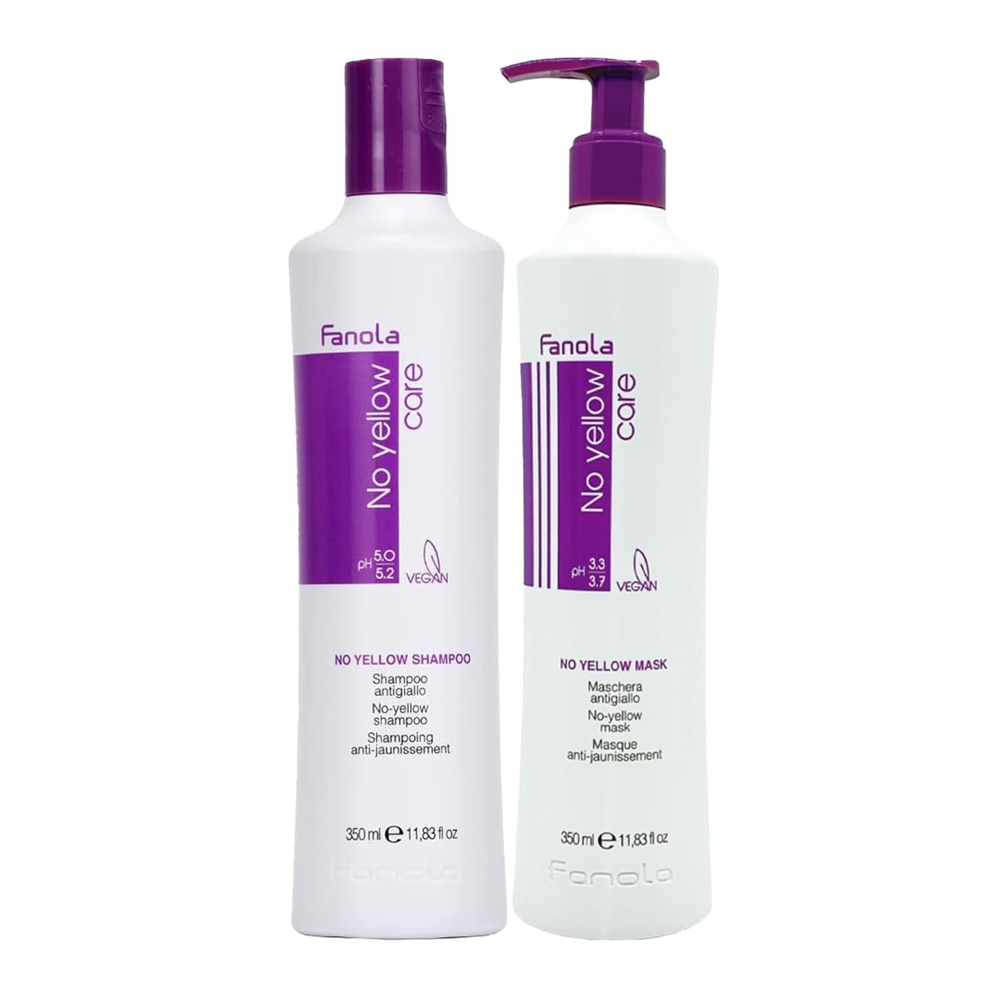 Fanola No Giallo Argento Shampoo contro capelli colorati con macchie Fanola Doccia e Bagno 350 ml Fanola Confezione Maschera No Giallo