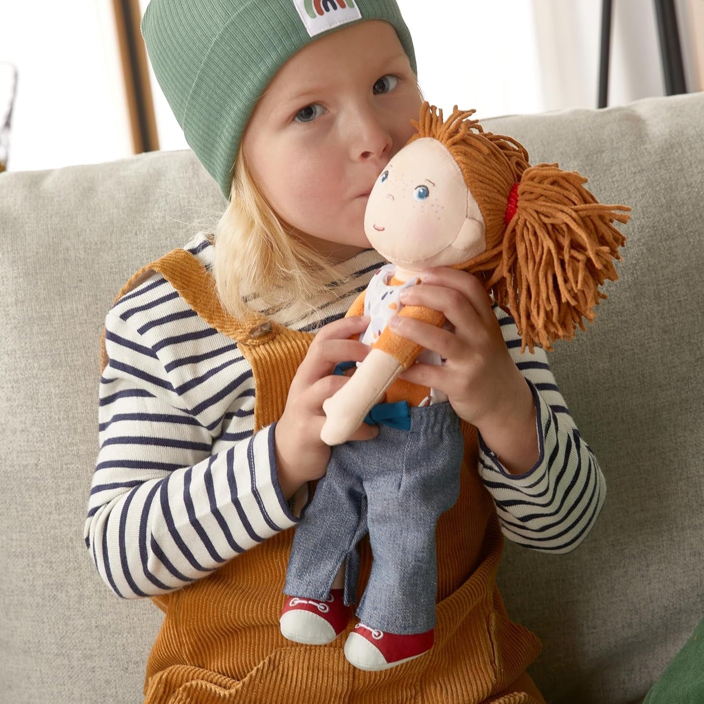 bambola HABA Malou - bambola morbida alta 30 cm per giocare e abbracciarsi - materiali morbidi e lavabili - alternativa ideale alle bambole di peluche - adatta a bambini da 1,5 anni - 2010818001