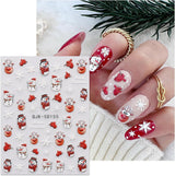 JMEOWIO 3D Nagelsticker Weihnachten Nail Art Sticker Selbstklebend Nagelaufkleber 5D Stereoscopic Schneeflocke Xmas Winterurlaub Niedlich Dekoration Nageldesign Zubehör 4 Blatt