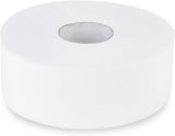 Carta Igienica Quicky Jumbo 2 Veli, Ø 25 cm, Bianco Brillante, Goffrata Puntini Fini, 6 Rotoli - assorbente e antistrappo per la massima igiene, ideale per enti pubblici e industria