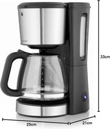 Macchina per caffè espresso WMF Bueno con caraffa in vetro, caffè filtro, 10 tazze, pulsante on/off, sistema antigoccia, filtro oscillante, arresto automatico, piastra riscaldante, 1000W