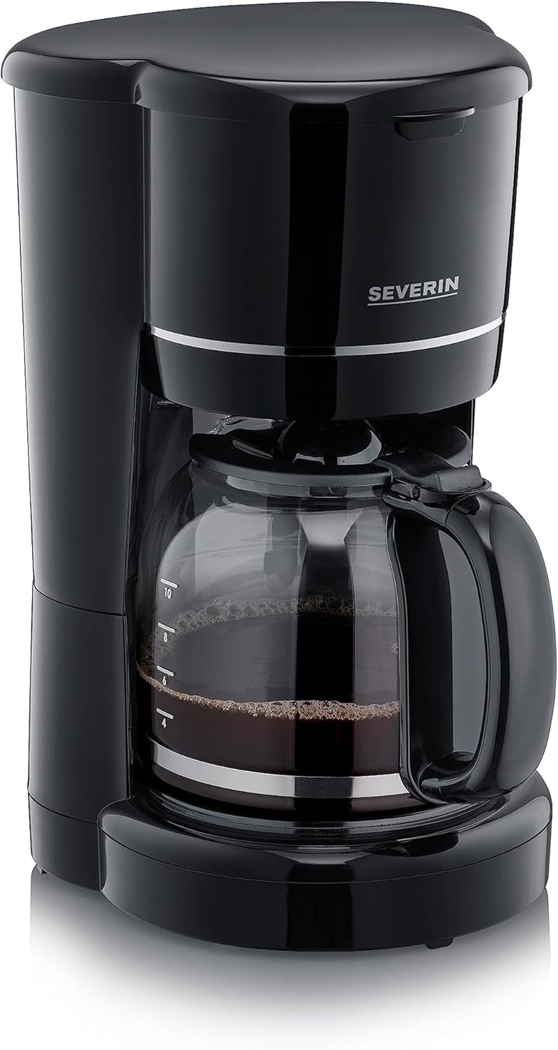 Macchina per caffè espresso compatta SEVERIN, caffè aromatico con macchina da caffè fino a 4 tazze, macchina per caffè espresso con filtro e filtro oscillante permanente, acciaio inossidabile/nero, KA 4808