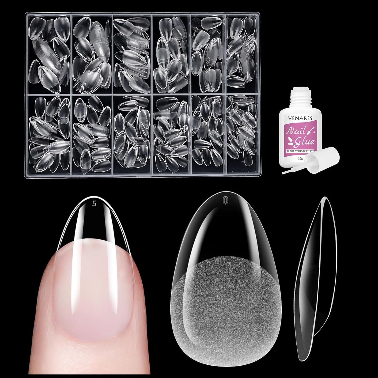 Unghie finte corte Ballerina 500 pezzi Colla su 12 misure Unghie artificiali Punte per unghie corte in gel morbido con copertura completa per unghie in gel Corte S