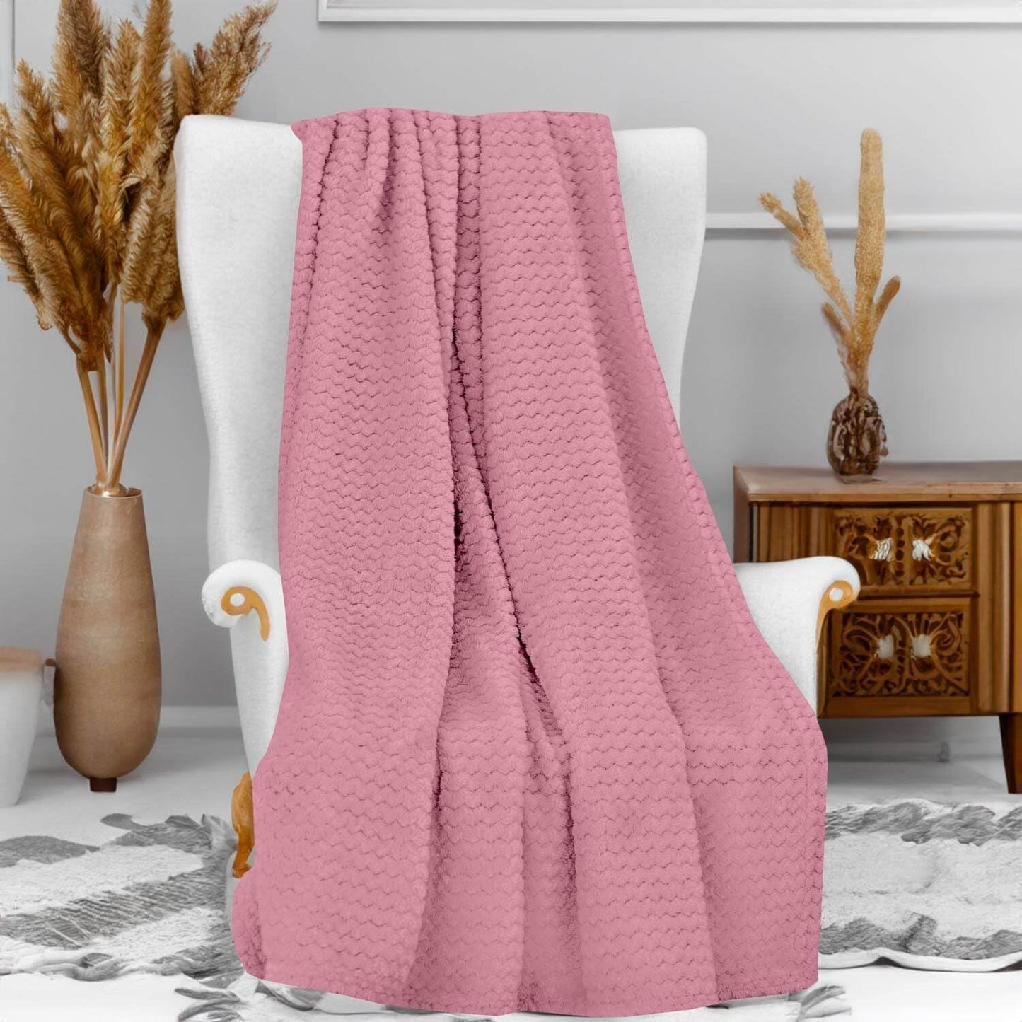 Soleil D'Ocre, coperta in microfibra, 120 X 160 Cm, rosa scuro Trapunte e trapunte Naty Shop Rosa 120 X 160 Cm