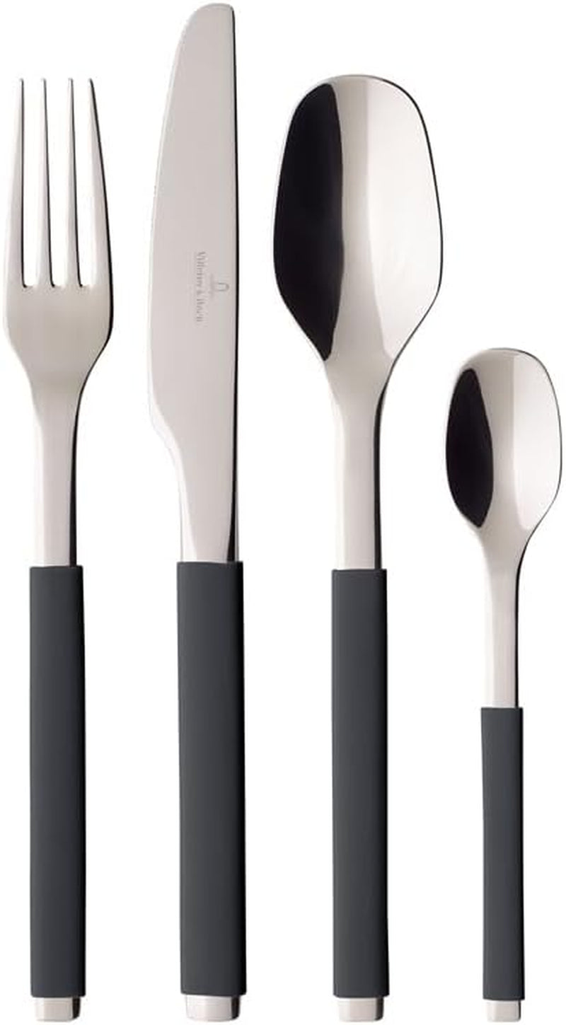 Villeroy And Boch S+ Cosy Grey Stoviglie fino a 6 persone, 24 pezzi, acciaio inox, manico rivestito in silicone grigio Cucina Naty Shop