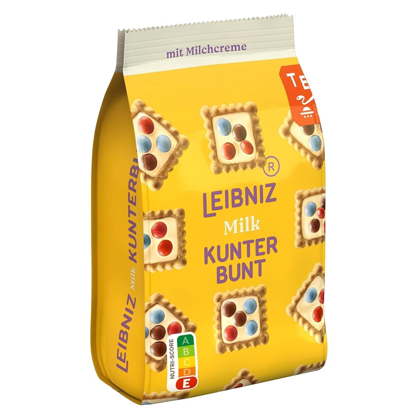 LEIBNIZ Kunterbunt Milk, confezione da 12, biscotti croccanti con crema al latte e pezzi di cioccolato (12 x 125 g)