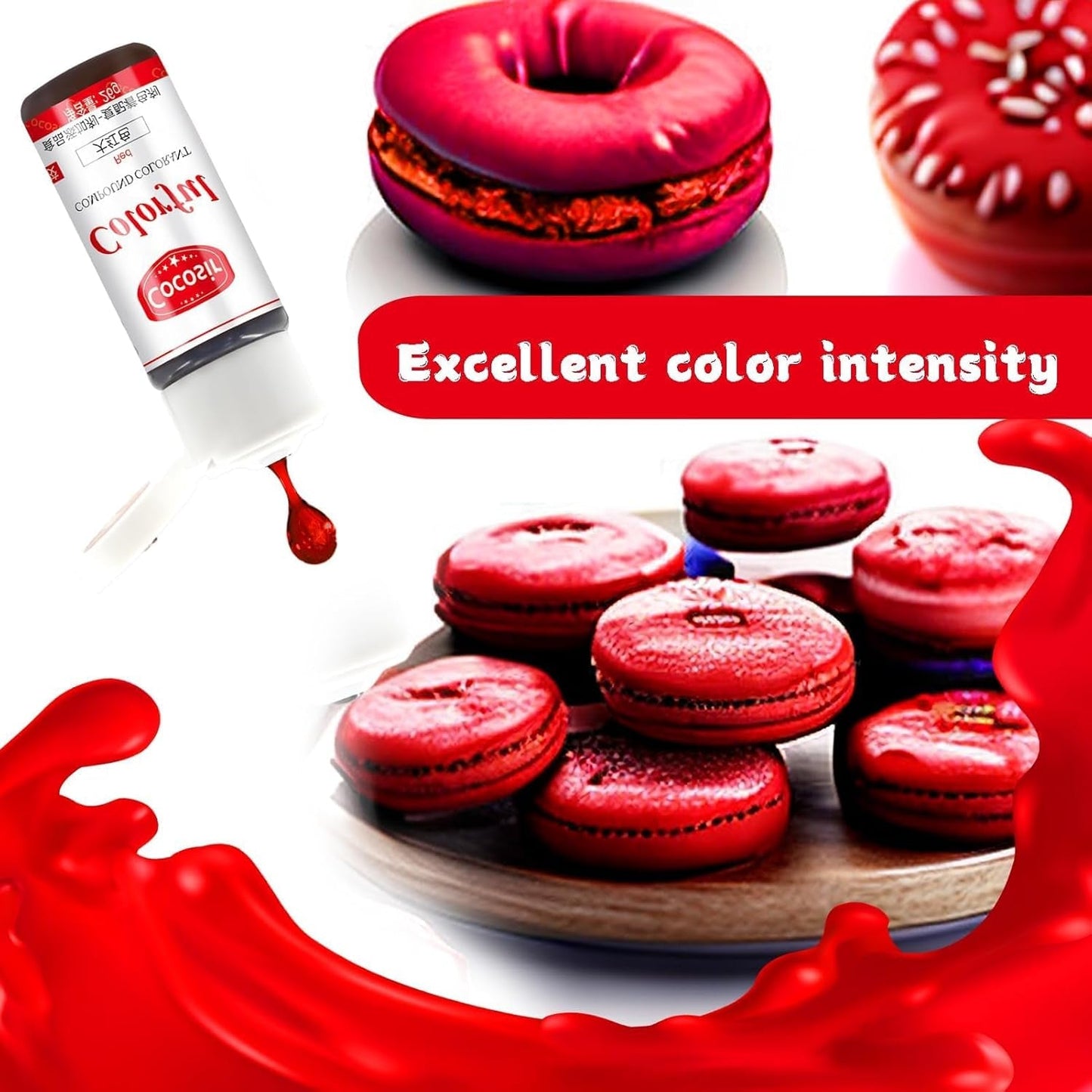 Colorante alimentare rosso, colorante alimentare concentrato da 26 g, colorante alimentare a base di olio, colorante alimentare concentrato senza zucchero, colorante alimentare liquido per cottura al forno - per burro di cacao, crema al burro
