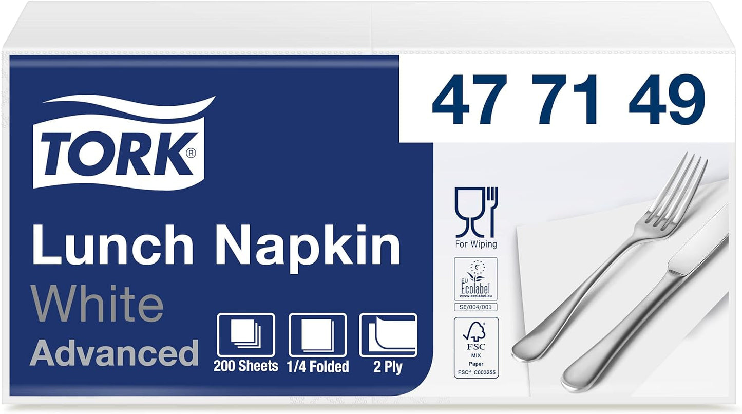 Tork Tovagliolo Soft Lunch bianco, piega 1/8, 3 veli, 33 cm × 33 cm, 150 tovaglioli, 477416