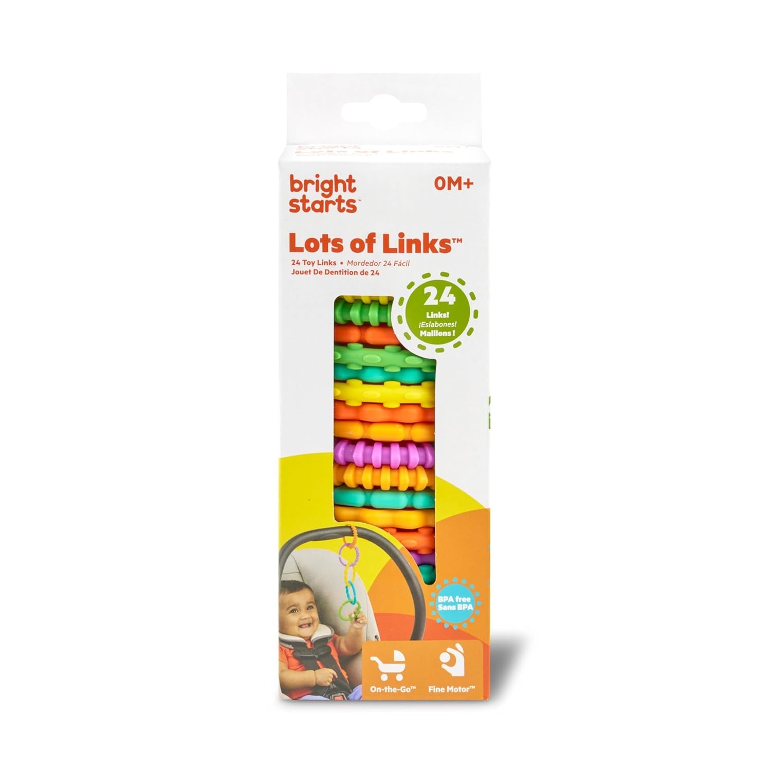 Bright Starts, Oball, Maglie di Collegamento per Catena per Passeggino, Molte Maglie, Pieghevole, Facile da Fissare, Facile da Pulire, Perfetto per i Viaggi Bebe Toys Naty Shop
