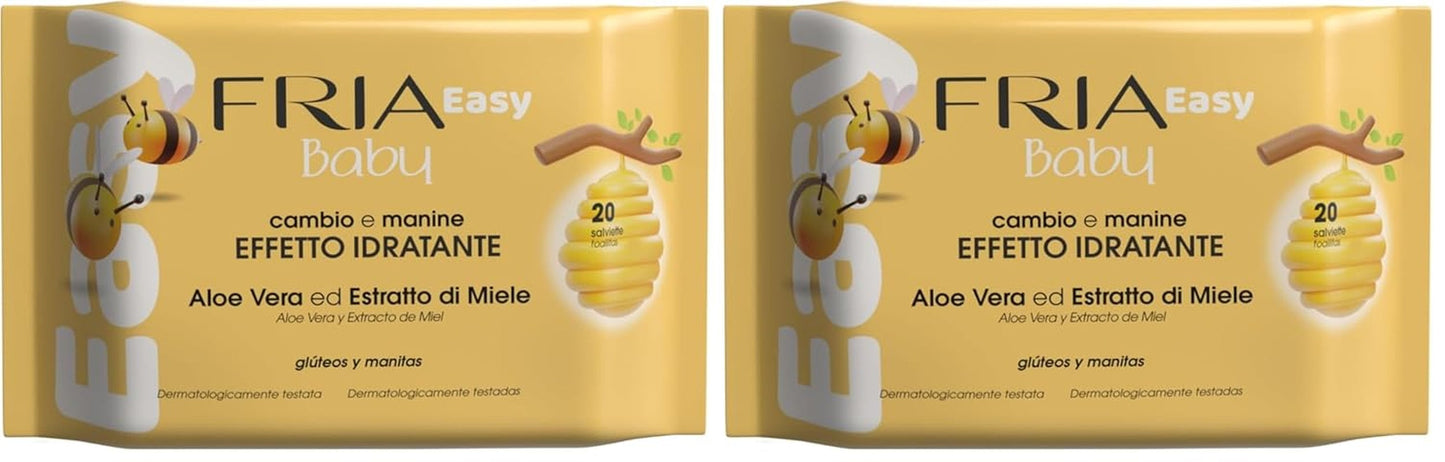 Salviette umidificate Easy Baby con Aloe Vera ed Estratto di Miele Idratante per la Pelle, Dermatologicamente Testate, Confezione da 330 Salviette
