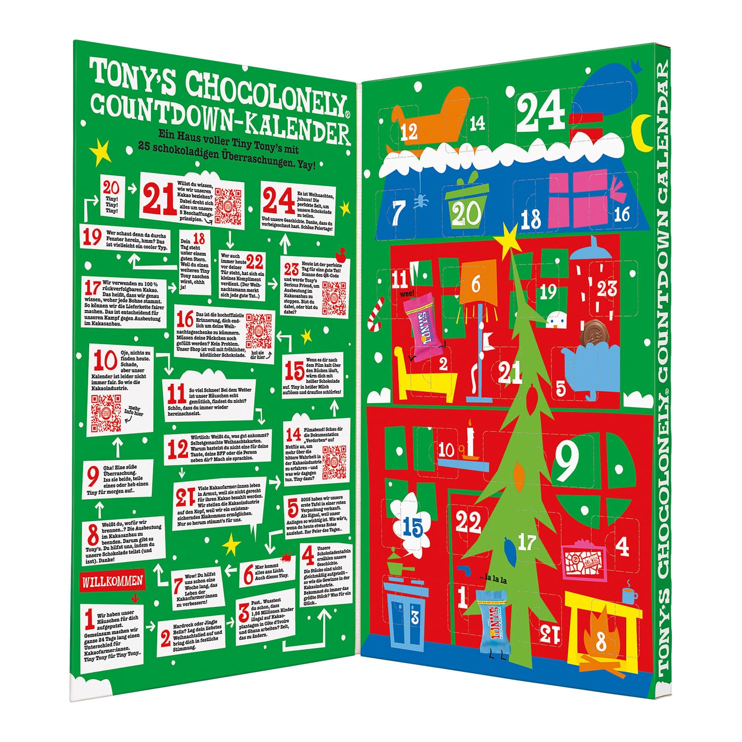 Tony's Chocolonely Calendario dell'Avvento del cioccolato belga Fairtrade - 24 giorni, 10 deliziose varietà