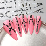 2PCS 5D gotico punk adesivo per unghie in rilievo, adesivo per unghie autoadesivo croce e forma a X adesivi per Halloween, decorazioni per unghie per unghie artistiche da donna
