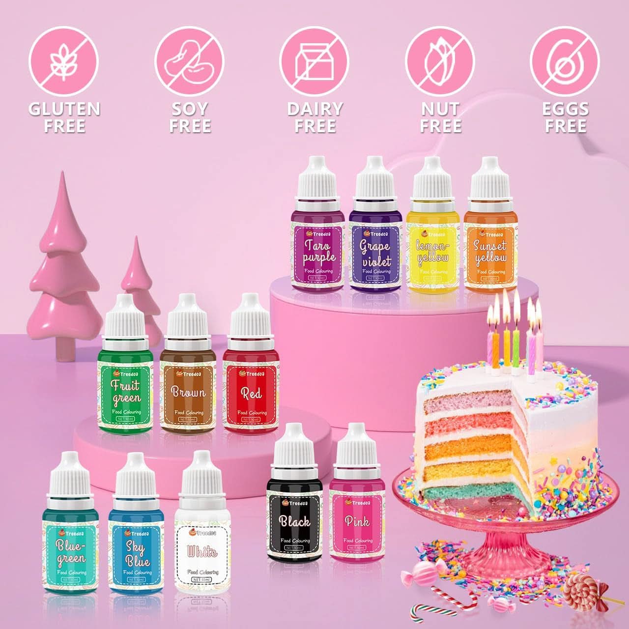 Set 12 coloranti alimentari liquidi, 10 ml Naty Shop