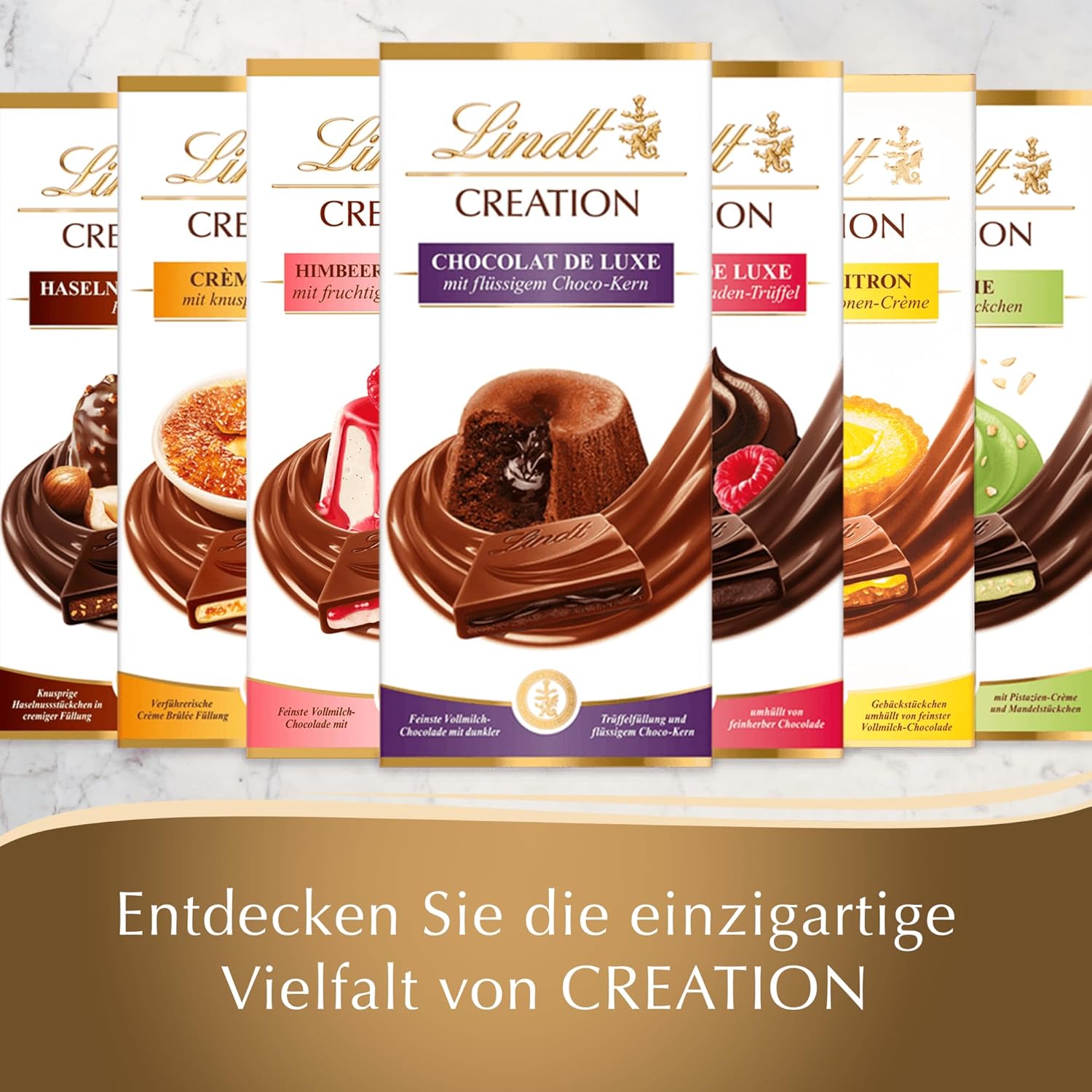 Lindt Creation Hazelnut De Luxe Bar - Cioccolato fondente con nocciole croccanti in un ripieno cremoso