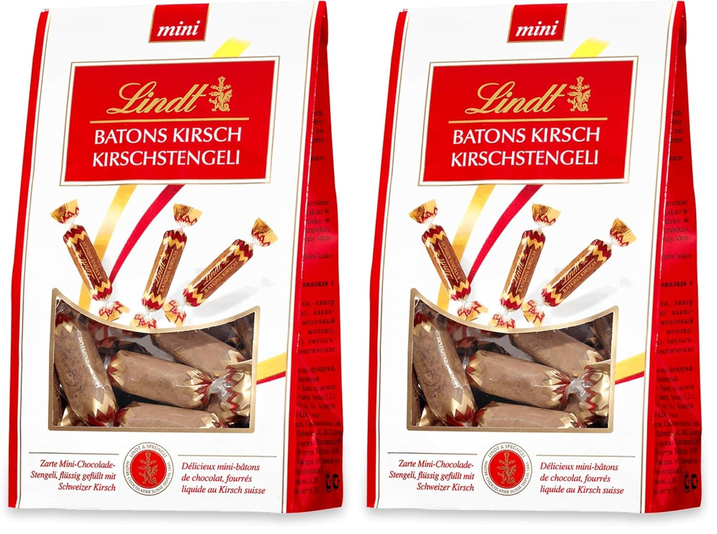 Lindt Baton Cherry Mini - Betisoare De Ciocolata Cu Lichior De Cirese Elvetian Cadou Delicios Cu Alcool