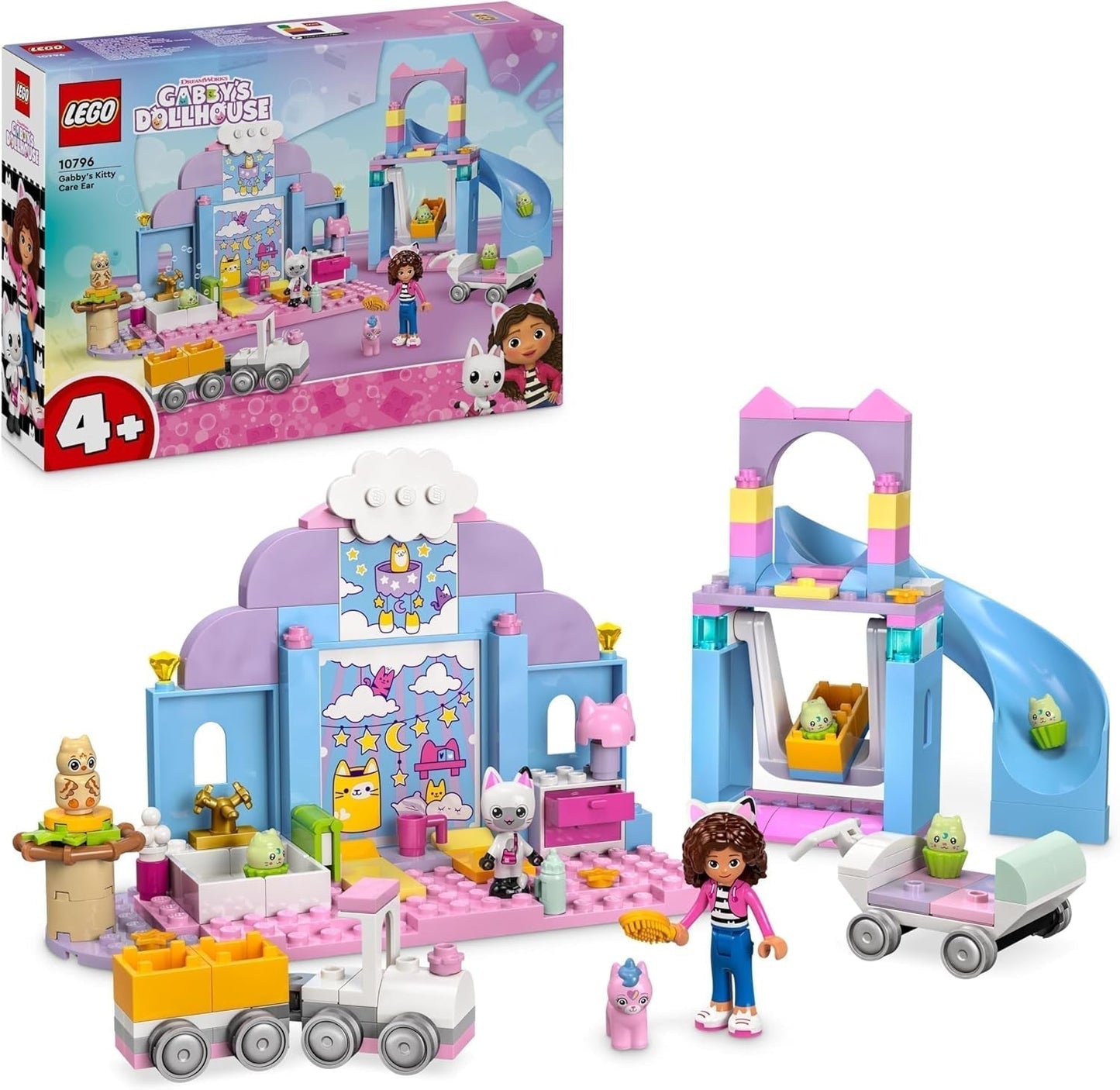 LEGO 4+ Casa delle bambole di Gabby Le orecchie da gattino di Gabby Set di animali Giocattolo per bambini con scivolo e figure Regalo per ragazze e ragazzi Giocattolo di gioco creativo 10796 Set da costruzione Beuche den Titolo predefinito LEGO-Store
