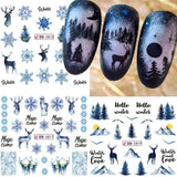 Adesivi per unghie natalizi 3D Trasferimento acqua autoadesivo Albero di Natale Fiocco di neve Alce Pinguino Nail art natalizia Disegni per unghie invernali Adesivi natalizi Accessori per unghie